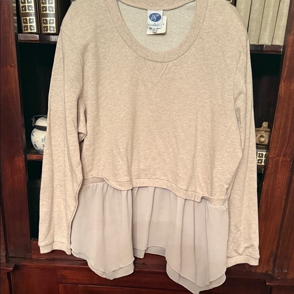 Diane Gilman Beige Layered Sweatshirt
